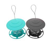 Giwnhvx Gazebo de Jardin Suspendu Mangeoire à Oiseaux Sauvages Conteneur Extérieur Alimentation pour Oiseaux de Compagnie Type de Maison Mangeoire à Oiseaux Vert + Gris