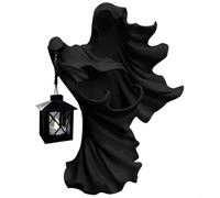 Giwnhvx Ghost Halloween Sorcière Ornement avec Lanterne Statue en Résine Économie d'énergie pour Jardin Cour Décor Noir