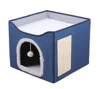 Giwnhvx Grand Lit pour Chat avec Boule Suspendue et Coussin à Gratter Lits pour Chat Pliables à Double Couche pour D'Intérieur Dormant Toutes Les Saisons,C