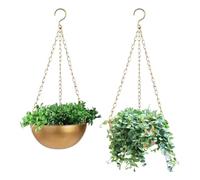 Giwnhvx Grande Jardinière Suspendue Dorée avec Drainage, Support de Plantes Suspendu en Demi-Cercle pour Plantes D'Intérieur, Bassin de Plafond Léger