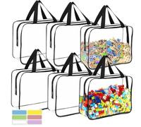 Giwnhvx Grands sacs de rangement pour jouets avec étiquettes, rangement réutilisable en PVC transparent pour jeux de société, organiseur étanche avec fermeture éclair, facile à utiliser