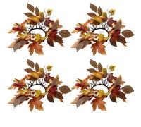 Giwnhvx Guirlande de bougies, guirlande de bougies avec feuilles d'érable de Thanksgiving et baies, pièce maîtresse pour la fête de la récolte d'automne B