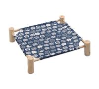 Giwnhvx Hamac pour chat et chien en bois - Lit surélevé et rafraîchissant - Amovible - Portable - Intérieur et extérieur - Convient pour animaux domestiques G