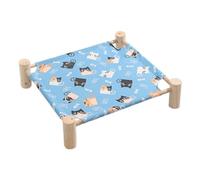 Giwnhvx Hamac pour chat et chien - Hamac surélevé en bois pour chat - Lit de refroidissement amovible - Portable - Intérieur et extérieur - Convient
