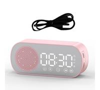 Giwnhvx Haut-parleur Bluetooth sans fil double alarme support carte TF alarme numérique pour la maison bureau rose