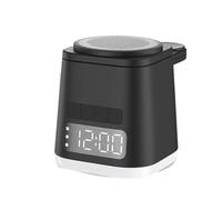 Giwnhvx Hub de charge sans fil avec réveil et lumière de nuit, support de charge pour téléphone et horloge noir