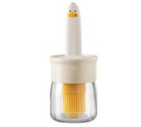 Giwnhvx Joli pot à huile en verre pour la maison avec brosse en silicone, mini bouteille d'huile portable pour barbecue et sauce, brosse de cuisson beige
