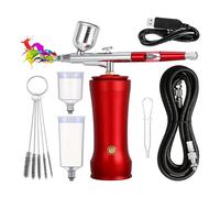 Giwnhvx Kit aérographe avec compresseur, kit pistolet pour aérographe fils 30 PSI avec tuyau d'air, set aérographe portable rechargeable pour gâteaux A