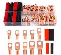 Giwnhvx Kit de 160 connecteurs de bornes de batterie AWG 2 4 6 8 10 12 avec tube thermorétractable et cosses de fil en cuivre