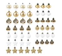 Giwnhvx Kit de décoration de Noël pour toute la famille : 52 décorations suspendues, boules en plastique, pendentifs à cinq branches peintes pour sapin de Noël