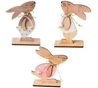Giwnhvx Kit de décoration d'intérieur en forme de lapin de Pâques - Statue de bureau en bois - Décoration de chambre d'enfant