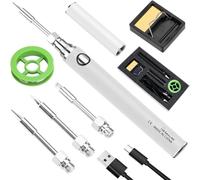 Giwnhvx Kit de fer à souder sans fil avec batterie intégrée de 1100 mAh, 3 réglages de température, facile à installer, facile à utiliser, blanc