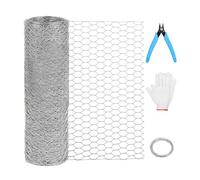 Giwnhvx Kit de grillage pour poulet, 34,8 x 398,8 cm, motif floral argenté avec revêtement en PVC galvanisé