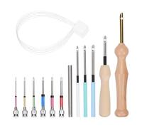 Giwnhvx Kit de punch de 16 pièces, outil d'aiguille de punch, kit de broderie pour aiguille, pour adultes, débutant, fil interdentaire, point de croix, bricolage