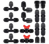Giwnhvx Kit de raccords de tuyau d'irrigation en polyéthylène de 16 mm, lot de 16 pièces pour tuyau souple de 4 mm, raccord coudé à 6 voies