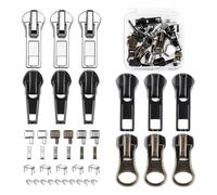 Giwnhvx Kit de Réparation Fermeture à Glissière, Kit de 5 Curseurs Remplacement Fermeture à Glissière, Butée Inférieure Tête Fermeture à Glissière et Butée pour Fixer la Fermeture Éclair