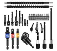Giwnhvx Kit d'extension de foret flexible de 30 pièces de rechange pour perceuse à angle droit, adaptateur de douille rotatif, extension de foret pliable
