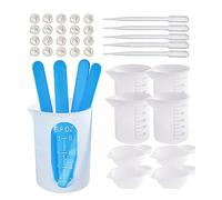 Giwnhvx Kit d'outils à mesurer en résine époxy avec bâtonnets mélangeurs, doigtiers, tasse à mesurer en silicone pour la fabrication de bijoux et de mélange de résine époxy
