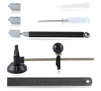 Giwnhvx Kit d'outils de coupe de verre circulaire réglable 7 pièces avec poignée ronde et ventouse