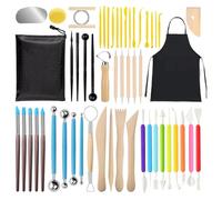 Giwnhvx Kit d'outils de sculpture d'argile, 53 pièces, kit d'outils de poterie en céramique polymère pour séchage à l'air libre, peinture, embellissement