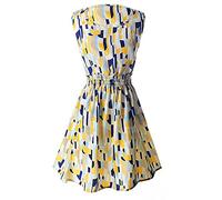 Giwnhvx La Mini Robe Décontractée Imprimé Fleur O-Cou Manches de Dame-Demi-cercle Irrégulier Asiatique M/US S
