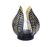 Giwnhvx Lampes de jardin décoratives en verre craquelé, lampes solaires en forme de feuille de palmier en métal pour décoration extérieure sur jardin