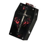 Giwnhvx LED Coloré Scène Contrôlée par la Voix Décoration Cercueil Accessoires Halloween Cercueil Farce Halloween Décoration Accessoires