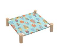 Giwnhvx Lit Hamac pour Chat et Chien Hamac pour Chat en Bois Lit de Refroidissement Surélevé Amovible Portable Intérieur Extérieur Lit pour Animal de Compagnie Adapté H