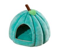 Giwnhvx Lit pour Chat en Forme de Citrouille, Lits pour D'Intérieur, Lit pour Chat en Forme de Citrouille, pour Chat avec Coussin Amovible, Bleu Paon S