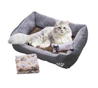Giwnhvx Lit pour Chien Chat Chien Canapé-Lit pour Chien Nid Grotte Rectangle Doux Chat Chien Canapé-Lit avec Tapis Rafraîchissant Couverture et Jouet Os