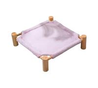 Giwnhvx Lit surélevé pour animaux de compagnie, lit tabouret pour chat et chien, chaise avec pieds en bois, lit en peluche, canapé pour chiot violet clair