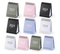 Giwnhvx Lot de 10 mini calendriers de bureau 2024, mini calendrier de bureau 2023-2024 - D'octobre 2023 à décembre 2024, petit calendrier de bureau facile à installer et à utiliser