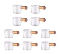 Giwnhvx Lot de 10 mini pots à crème en verre transparent avec poignée en bois 50 ml
