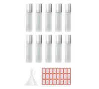 Giwnhvx Lot de 10 petits flacons roll-on de 5 ml pour cosmétiques, parfum, liquide, voyage facile à utiliser, argenté
