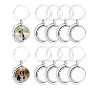 Giwnhvx Lot de 10 Porte-Clés en Métal Rotatifs à 360° pour Sublimation, Porte-Clés Vierges à Sublimation Double Face en Demi-Cercle à Faire Soi-Même