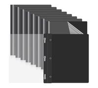 Giwnhvx Lot de 10 protège-rapports en plastique avec attaches à 3 griffes, chemises de présentation, chemises de rapport avec couverture arrière noire