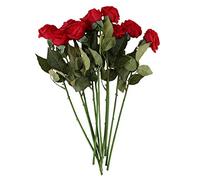 Giwnhvx Lot de 10 roses décoratives en latex au toucher réaliste pour bouquet de mariage (rouge foncé)
