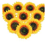 Giwnhvx Lot de 10 têtes de tournesol artificielles en soie pour fête, mariage, décoration artisanale, 14 cm