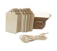 Giwnhvx Lot de 100 étiquettes en bois brut de 6,8 x 3,8 cm avec trou, pour décoration de mariage, projets d'artisanat