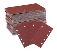 Giwnhvx Lot de 100 feuilles abrasives adhésives en nylon, grain 40/60/80/120, 8 trous, accessoires pour ponceuse multifonction, ponceuse orbitale
