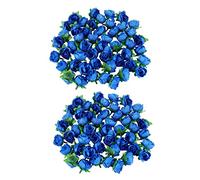 Giwnhvx Lot de 100 roses artificielles de 3 cm de hauteur pour décoration de mariage Bleu marine