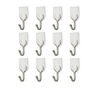 Giwnhvx Lot de 12 crochets muraux autocollants pour porte serviette de salle de bain cuisine Blanc