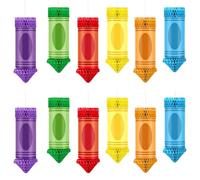 Giwnhvx Lot de 12 décorations pour la rentrée scolaire, crayons de couleur, décoration de plafond pour salle de classe, lanternes en papier à suspendre, ballons arc-en-ciel en nid d'abeille