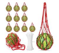 Giwnhvx Lot de 12 mailles pour pastèque, hamac pour melon, berceau pour melon, supports pour plantes et jardin, support pour sac à suspendre, protège rouge