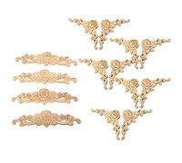Giwnhvx Lot de 14 appliques en bois d'hévéa sculpté pour décoration de porte - 10 pièces de 8 x 8 cm et 4 pièces de 20 x 5 cm