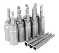 Giwnhvx Lot de 14 douilles hexagonales en métal de 6 à 19 mm de profondeur - Embouts de tournevis à tige hexagonale - Changement rapide