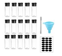 Giwnhvx Lot de 15 bouteilles à épices pour épices, sel et poivre, assaisonnement, condiments