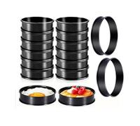 Giwnhvx Lot de 16 anneaux à crumpet antiadhésifs en acier inoxydable de 10,2 cm pour muffins anglais ronds à double roulement pour pâtisserie