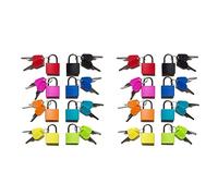 Giwnhvx Lot de 16 petits cadenas colorés avec clé pour bagages, casier de gym, pour l'extérieur, l'école, la maison A
