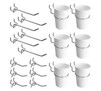 Giwnhvx Lot de 18 accessoires de fixation pour panneau perforé - Support plat de 12,9 cm et 10,2 cm - Petite tasse à suspendre pour panneau perforé de 1/8 1/4 B